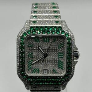Cartier Santos - Green Saphire Iced Out