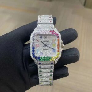 Cartier Santos WSSA0018 Iced Out Rainbow
