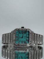 Cartier Santos iced Out mit Tiffany Zifferblatt