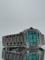 Cartier Santos iced Out mit Tiffany Zifferblatt von Rechts