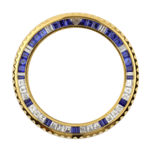 Rolex GMT-Master II Yellow Gold Diamond Blue Sapphire Custom Bezel