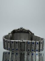 Cartier Santos iced Out mit blauen Saphiren Armband
