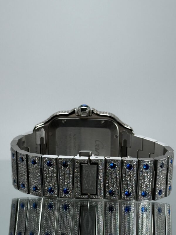 Cartier Santos iced Out mit blauen Saphiren Armband