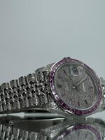 Seite von Rolex Datejust 41mm Iced Out mit violette Saphieren