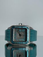 Cartier Santos 100XL iced Out mit Türkisem Lederarmband