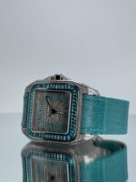 Armband von Cartier Santos 100XL iced Out mit Türkisem Lederarmband