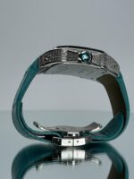 Geschlossene Cartier Santos 100XL iced Out mit Türkisem Lederarmband