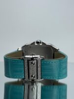 Schliesse von Cartier Santos 100XL iced Out mit Türkisem Lederarmband