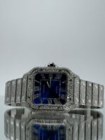 Cartier Santos iced Out mit Deep Sea Blue Ziffernblatt