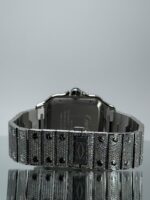 Schließe von Cartier Santos iced Out mit orangenem Zifferblatt