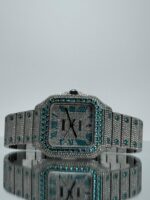 Cartier Santos iced Out mit Tiffiny Steinen besetzter Kranz