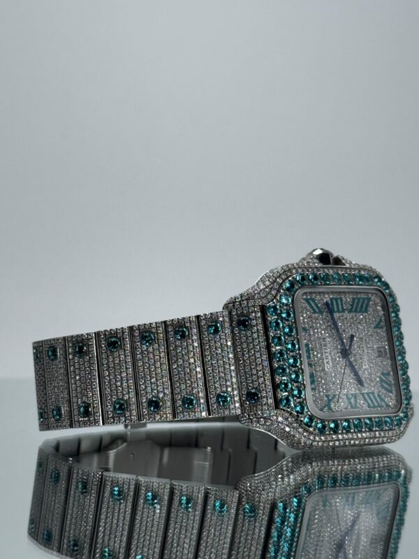 Armband von Cartier Santos iced Out mit Tiffiny Steinen besetzter Kranz