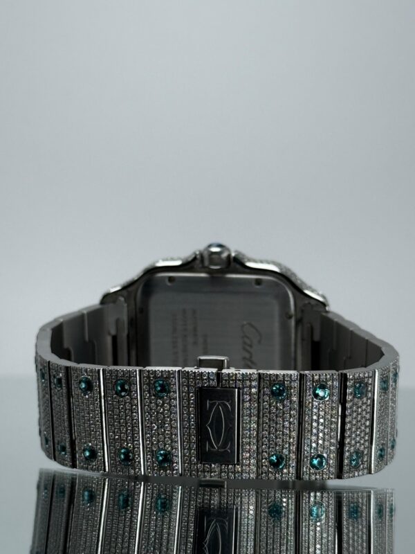 Schliesse von Cartier Santos iced Out mit Tiffiny Steinen besetzter Kranz